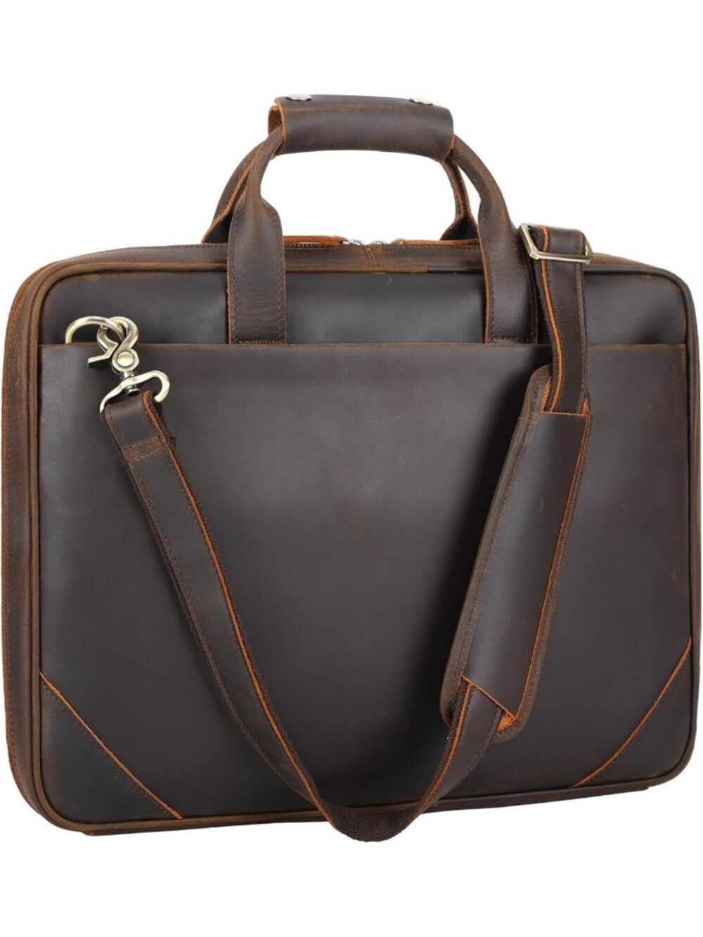 Sleek Slim Leather Laptop Briefcase Messenger Bag for 14" & 16" Laptops - Men’s